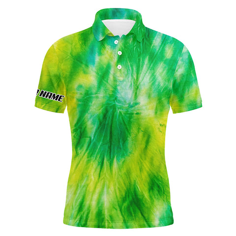 Mens golf polo shirts yellow green tie dye pattern custom pattern golf shirt for men, golf tops mens NQS5647
