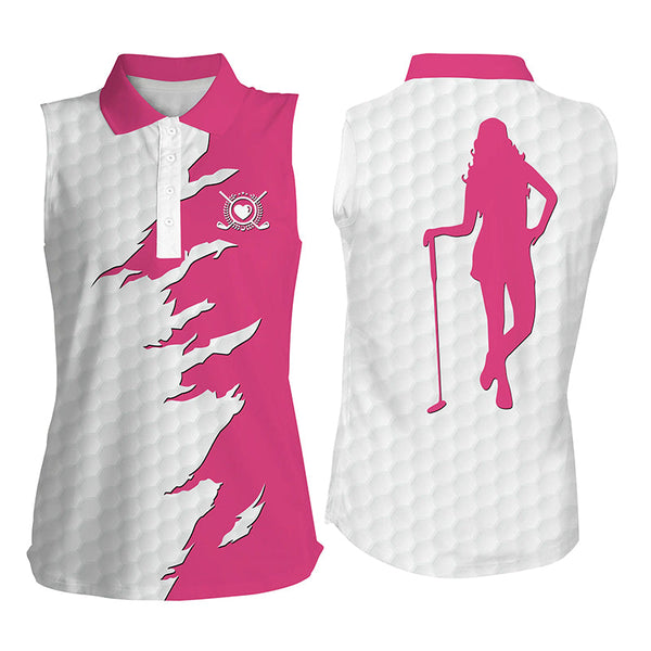 Custom funny Womens sleeveless polo shirts multi-color, ladies golf tops, golfing gifts NQS4274