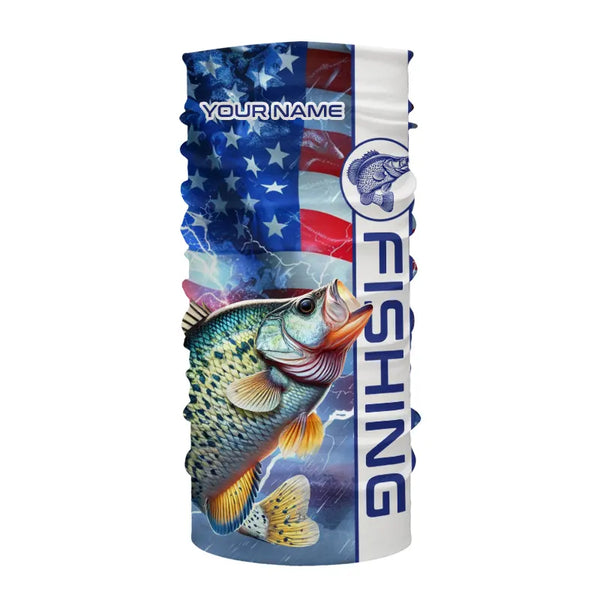 American flag Crappie lightning Long Sleeve Fishing Shirts custom Patriotic Crappie fishing jerseys NQS9472