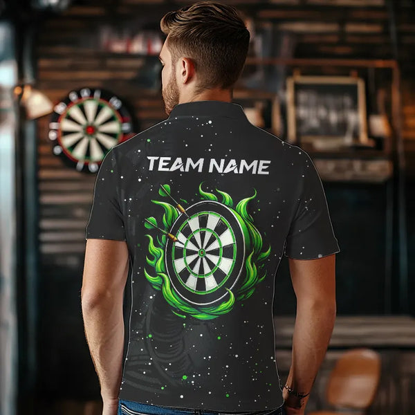 Black and Green Cobra Snake Darts Polo, Quarter Zip Shirts For Men Custom Name Darts Team Jerseys NQS9656