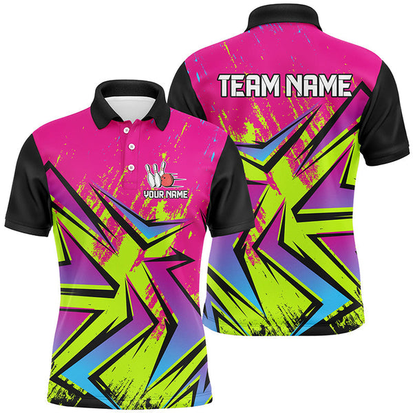 Colorful Bowling Polo, Quarter Zip Shirts For Men Custom Bowling Team Jersey, Gift For Bowlers NQS8921