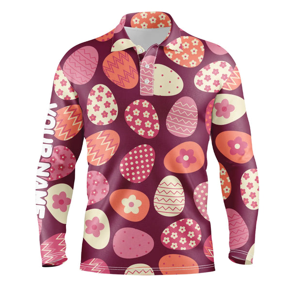 Colorful Easter eggs pattern golf shirt custom Mens golf polo shirts, Easter's day golfing gift NQS4922