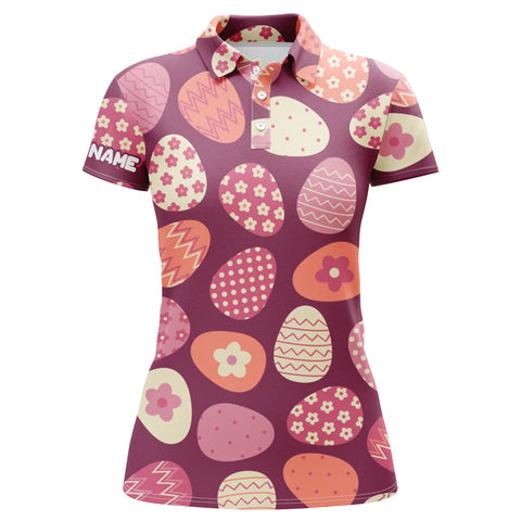 Colorful Easter eggs pattern golf shirt custom Womens golf polo shirts, Easter's day golfing gift NQS4922