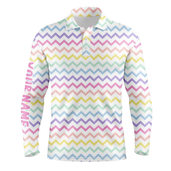 Rainbow Colors pattern golf shirts custom name Mens golf polo shirts, mens golf polo tops NQS4924