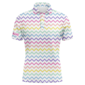 Rainbow Colors pattern golf shirts custom name Mens golf polo shirts, mens golf polo tops NQS4924