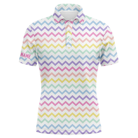 Rainbow Colors pattern golf shirts custom name Mens golf polo shirts, mens golf polo tops NQS4924