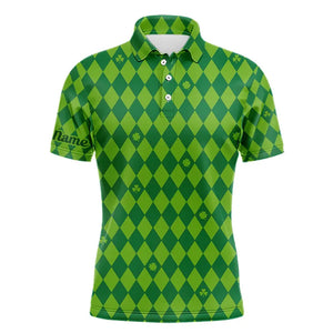 Personalized Green argyle pattern Men golf polo shirts Custom St Patrick day golf tops for men NQS9545