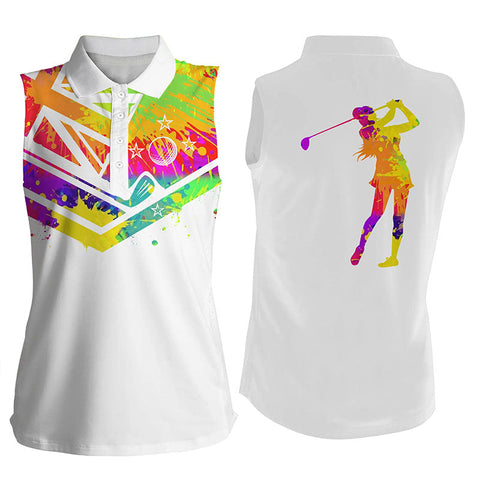 Womens sleeveless polo shirt watercolor New Zealand flag white golf shirt NQS4362