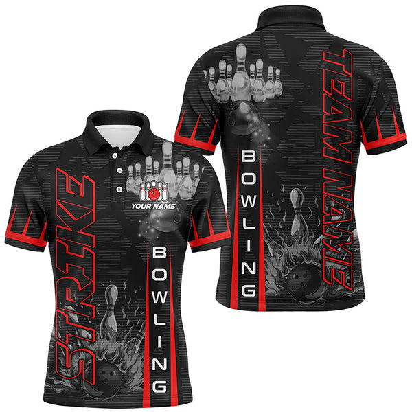 Custom Strike Bowling Shirts For Men, Personalized Bowling Team Jerseys | Red NQS8288
