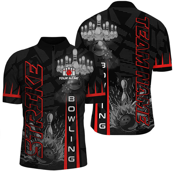 Custom Strike Bowling Shirts For Men, Personalized Bowling Team Jerseys | Red NQS8288