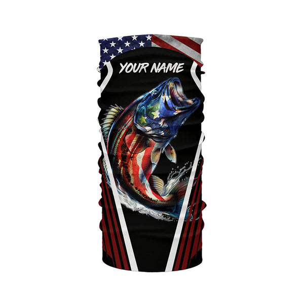 Largemouth Bass fishing American flag Custom UV protection performance long sleeve fishing shirts NQS7173