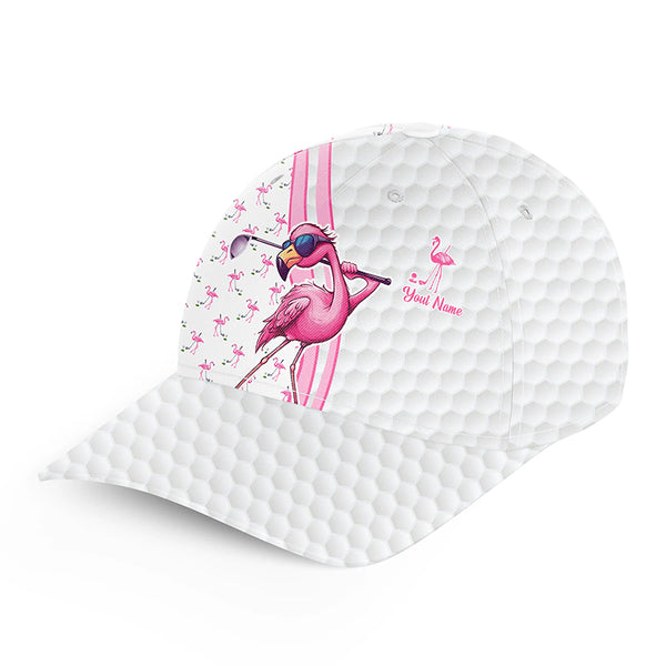 Funny Golfer hat custom pink and white flamingo pattern golf sun hats, unique golf gifts NQS9758