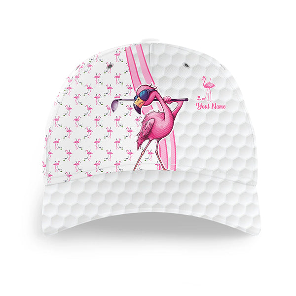 Funny Golfer hat custom pink and white flamingo pattern golf sun hats, unique golf gifts NQS9758