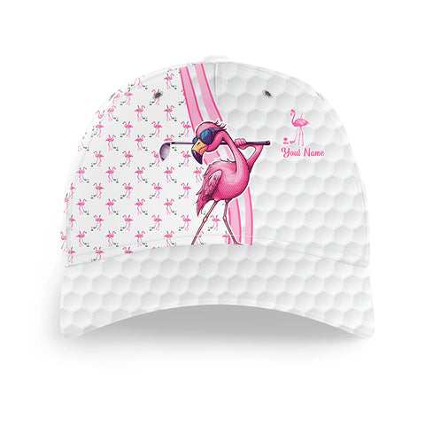 Funny Golfer hat custom pink and white flamingo pattern golf sun hats, unique golf gifts NQS9758