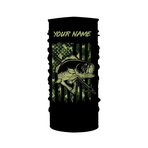 Largemouth Bass Bowfishing green camo American flag patriotic Custom sun protection fishing shirts NQS3355