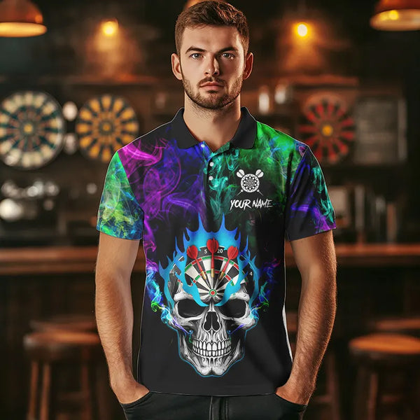Colorful smoke Skull Darts shirts for Men Custom Team Darts Jerseys, Best Darts Gift For Player NQS9611
