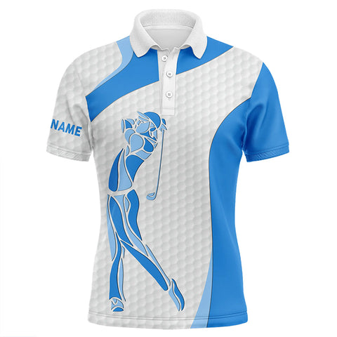 Golf white mens golf polo shirts - golf gifts for men custom name best mens golf wears | Blue NQS5564