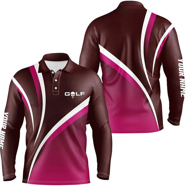 Mens golf polo shirts custom name men's golf polos, tournament golf tops for mens | Pink NQS6920