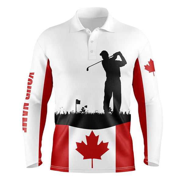 Mens golf polo shirt custom Canadian flag patriotic golf shirt for men, golfing attire male NQS6746