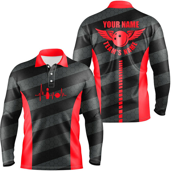 Bowling polo shirts for men custom bowling team shirts for bowlers, team bowling jerseys | Red NQS7219