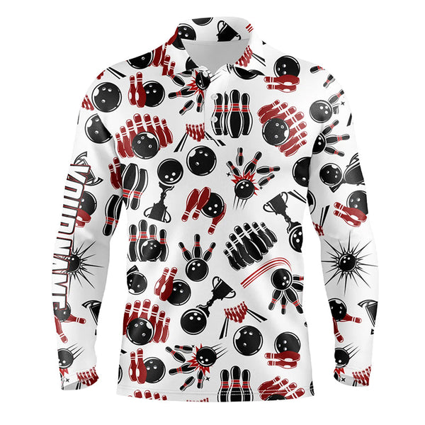 Mens bowling polo shirts custom name bowling pattern team bowling jerseys gifts for him NQS5384