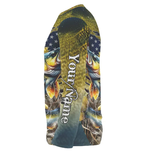 Walleye Fishing Scales Camo American Flag Faith patriotic Custom UV protection long sleeves shirts NQS9310