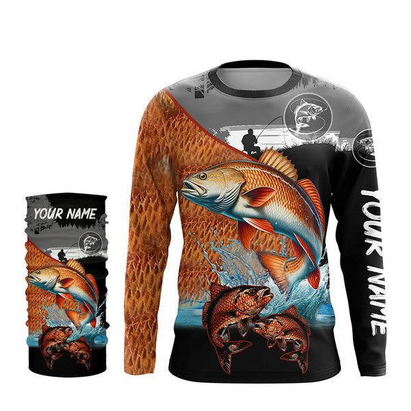 Redfish fishing scales customize performance long sleeves Fishing shirts, Red drum fishing jerseys NQS6955
