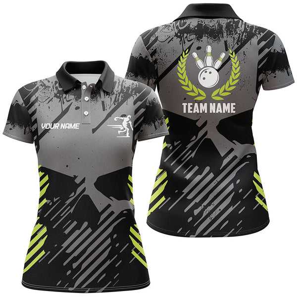 Black Skull bowling shirt for women custom bowling polo shirt bowling team skull league jerseys NQS6789