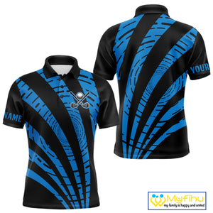 Custom Black and Blue camo Golf Polo Shirt For Men Custom men's golf tops, personalized golf gifts NQS10609