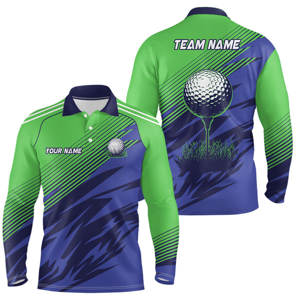 Green And Blue Camo Mens golf polo shirts custom golf apparel for men, best men golf wears NQS7847