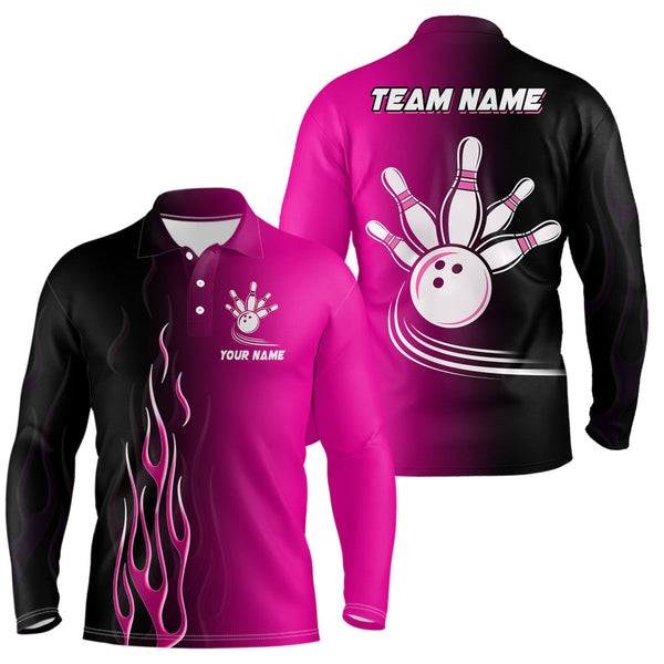 Gradient pink & black bowling league jerseys custom bowling shirt for men, gifts for bowling team NQS7563