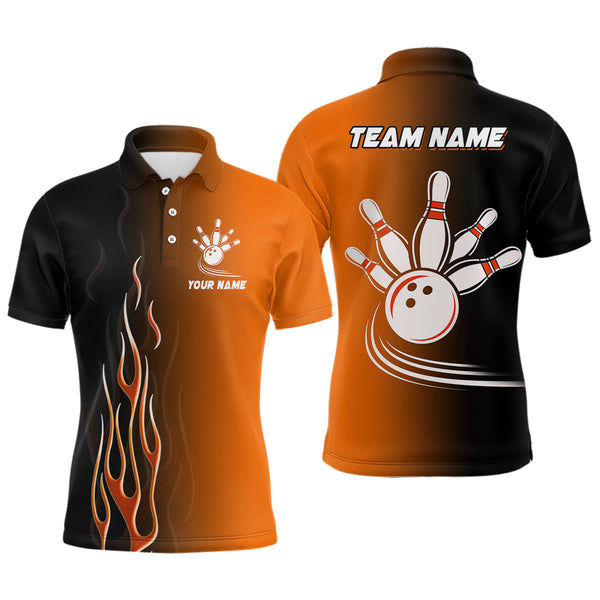 Gradient orange black bowling league jerseys custom bowling shirt for men, gifts for bowling team NQS7564