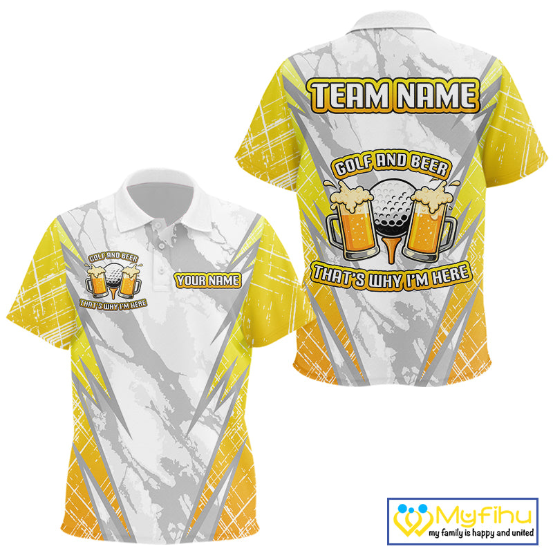 Golf and beer That's why I'm here Funny Kid golf polo shirts Custom Team Golf shirt for kid NQS10133