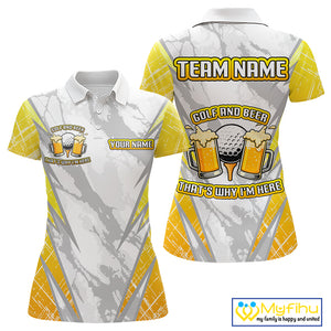 Golf and beer That's why I'm here Funny Women golf polo shirts Custom Team Golf shirt for ladies NQS10133