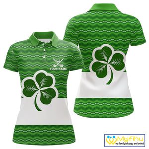 Green shamrock Lucky Women polo golf shirts Custom St Patrick Day team golf jerseys NQS10508