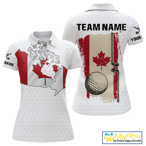 Personalized vintage Canadian Flag Women golf polo shirts Custom Patriotic Golf outfit For ladies NQS10182