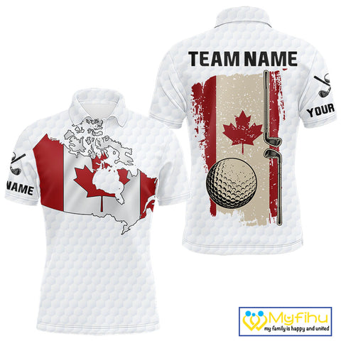 Personalized vintage Canadian Flag Men golf polo shirt Custom Patriotic Golf outfit For men NQS10182
