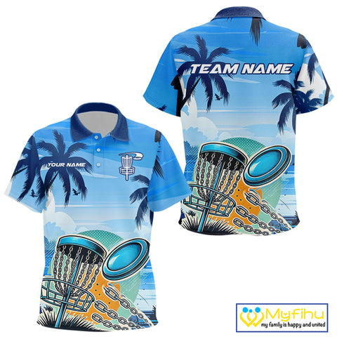 Blue Disc golf basket Kid Disc golf polo shirts Custom team disc golf jerseys NQS10021