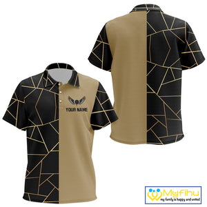 Black and Gold pattern Kid Golf polo shirt custom golf attire for Kid, golfing gifts NQS10359