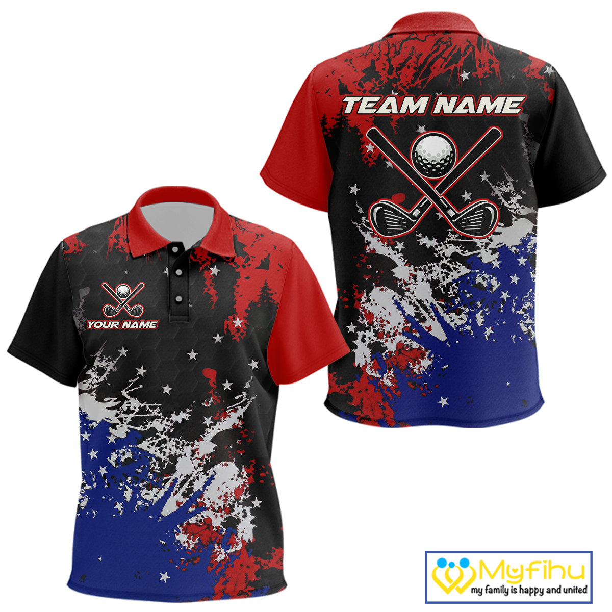 Red, White and Blue Golf Polo shirts for Kid Custom Patriotic Gift For Golfers, Kids golf outfit NQS10590