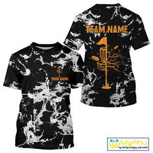 Black and Gray Camo Orange Disc Golf basket T-Shirts Custom team disc golf jerseys NQS10796