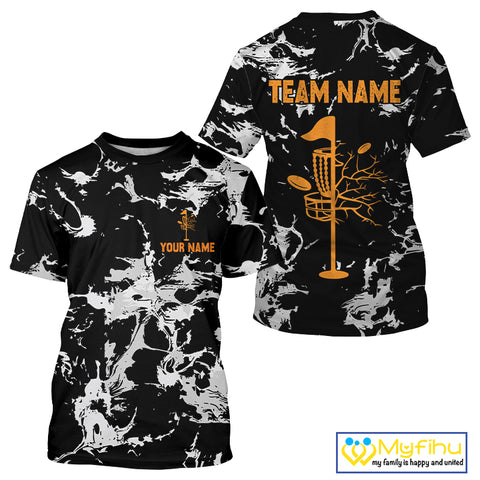 Black and Gray Camo Orange Disc Golf basket T-Shirts Custom team disc golf jerseys NQS10796