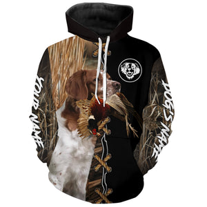 Brittany Hunting Dog Custom Name Hoodie Shirt for Hunter FSD4703