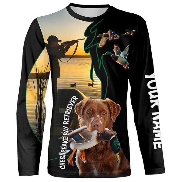 Duck Hunting with Dog Chesapeake Bay Retriever Personalized Duck Hunting Shirts FSD4754