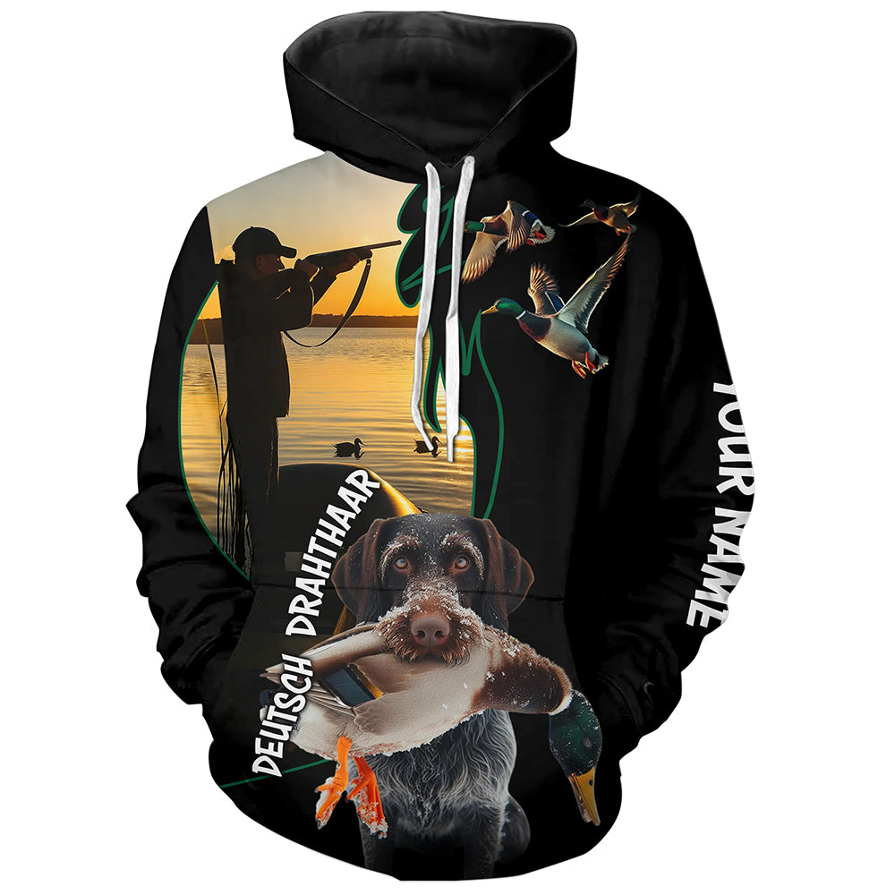 Duck Hunting with Dog Deutsch Drahthaar Personalized Duck Hunting Shirts FSD4755