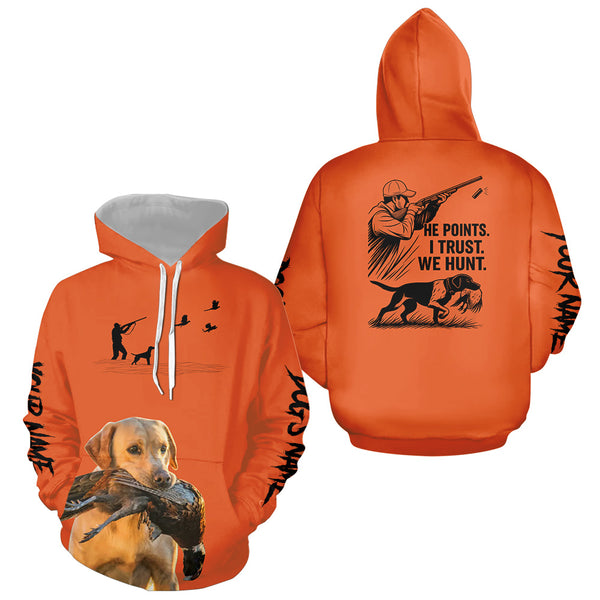 Yellow Labrador Pheasant Hunting Custom Name Orange Shirts, Pheasant Hunting Clothes FSD4728