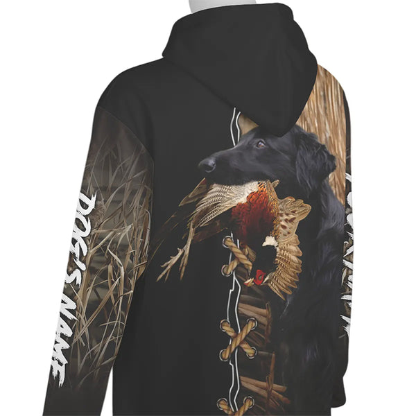 Flat Coated Retriever Hunting Dog Custom Name Hoodie Shirt for Hunter FSD4769
