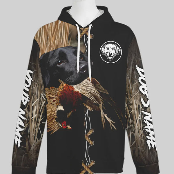Black Labrador Retriever Hunting Dog Custom Name Hoodie Shirt for Hunter FSD4685