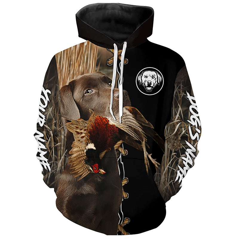 Chocolate Labrador Retriever Hunting Dog Custom Name Hoodie Shirt for Hunter FSD4687