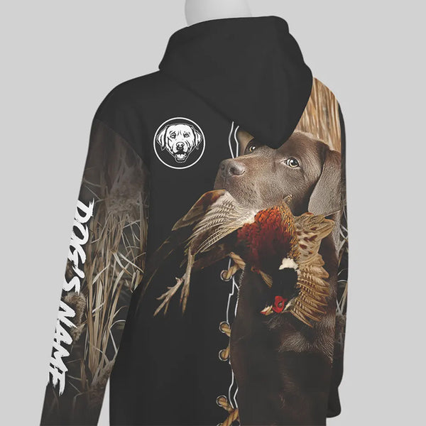 Chocolate Labrador Retriever Hunting Dog Custom Name Hoodie Shirt for Hunter FSD4687